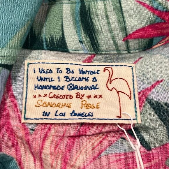 Free People NWT Sandrine Rose Hawaii luau floral snap button top turquoise XS - Picture 7 of 8